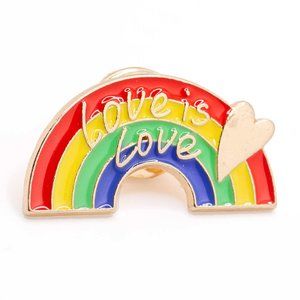 Metal and Enamel "Love is Love" Heart & Rainbow Lapel Pin (New)